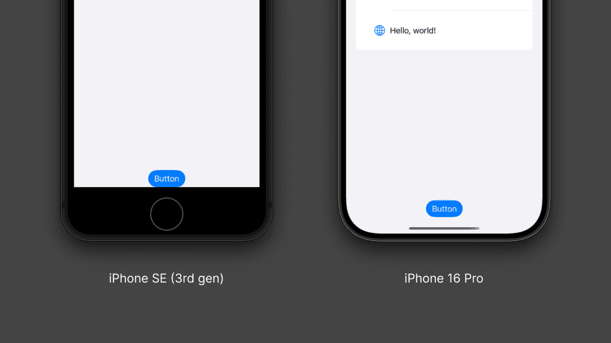Home Indicator がある場合（左）とない場合（右）